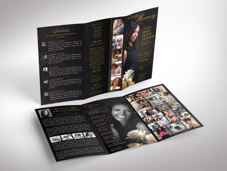 Black Rose Funeral Program Template