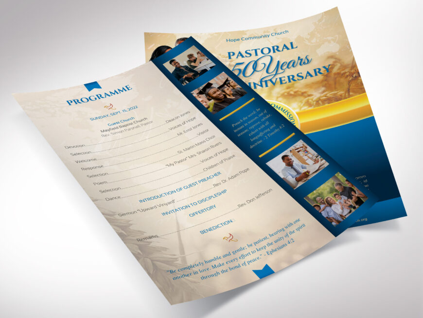 Gold & Blue Clergy Anniversary Program Template