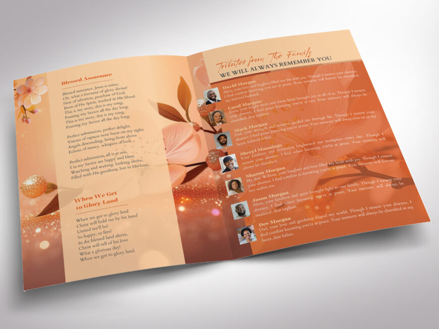 Cherry Blossom Funeral Program Template
