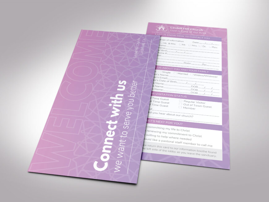 Pastel Purple Church Connect Card Template