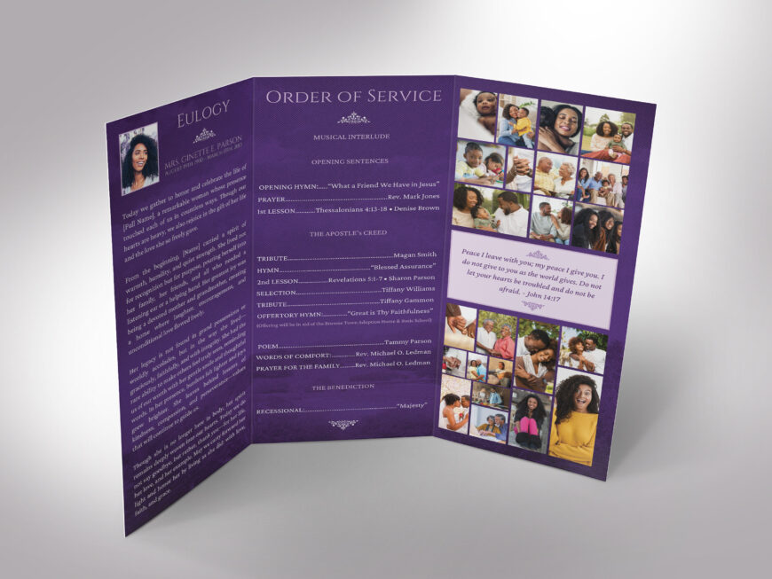 Purple Sky Funeral Program Template