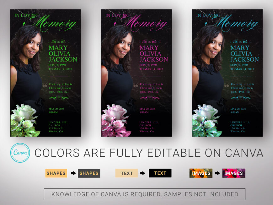 Black Rose Funeral Program Template