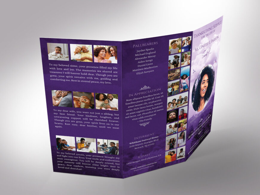 Purple Sky Funeral Program Template