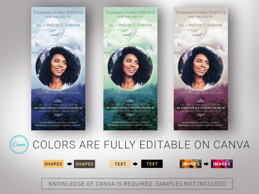 Purple Sky Funeral Program Template