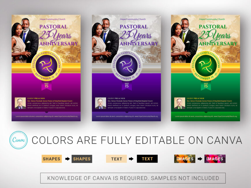 Gold & Blue Clergy Anniversary Program Template