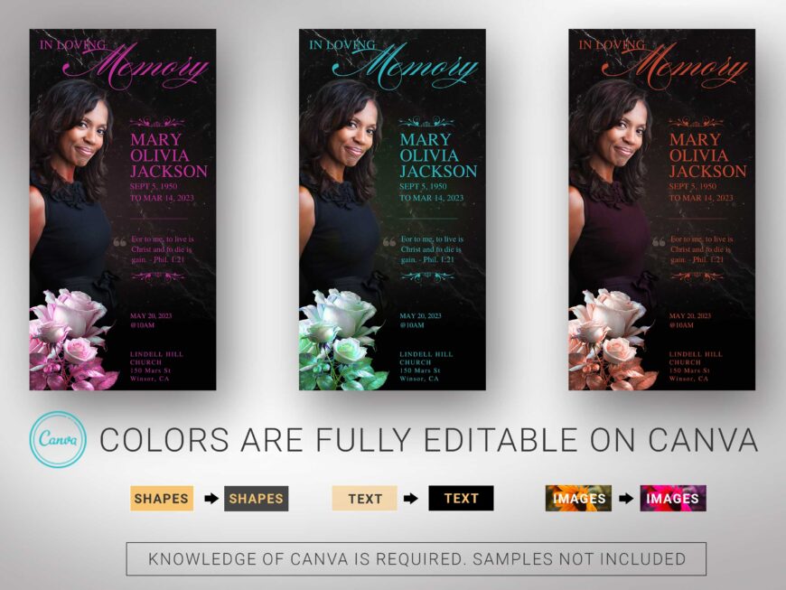 Black Rose Funeral Tabloid Program Template