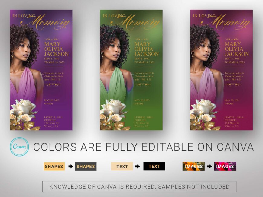 Purple Rose Funeral Program Template