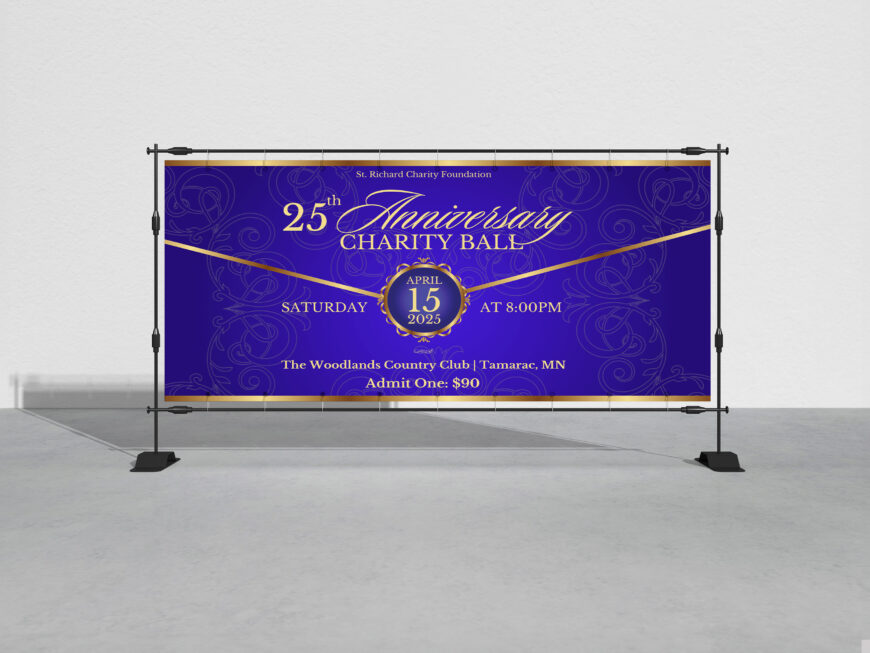Church Anniversary Banner Template: Violet & Gold Design (72x36 in, Canva Editable, Digital Download)