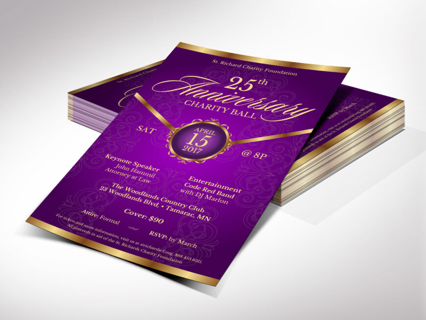 Purple Gold Church Anniversary Flyer: Victorian Gala Invitation (Canva Template Digital Download