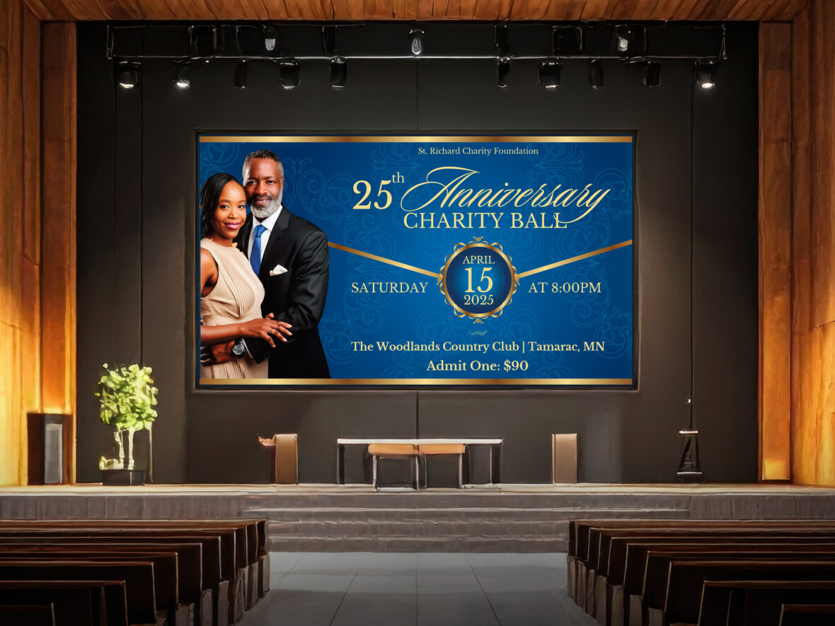 Church Anniversary Slide Template | Blue & Gold Canva Presentation | Pastor Appreciation Banquet Digital Download