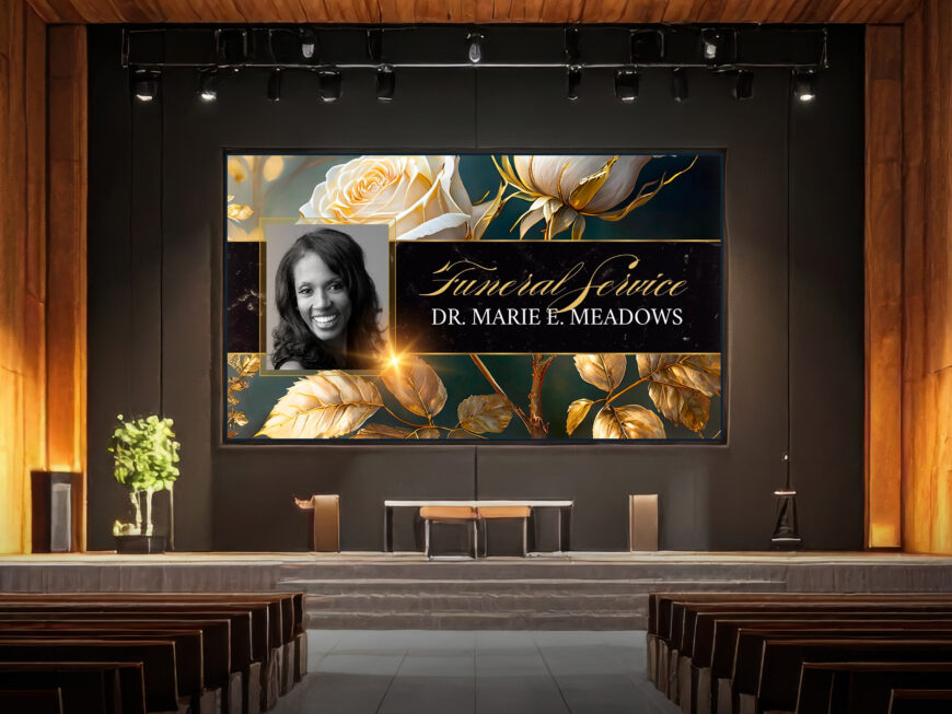 White Rose Funeral Animated Slide | Black & Gold