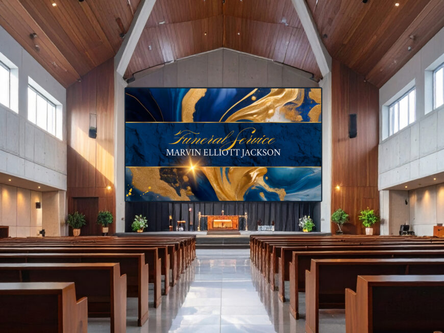 Navy Blue & Gold Funeral Animated Slide Template