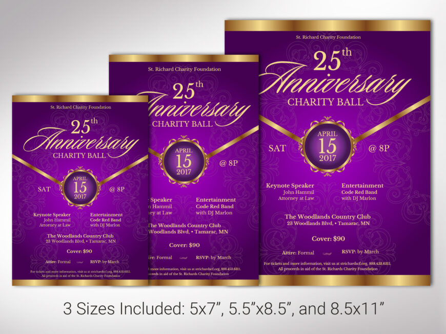 Purple Gold Church Anniversary Flyer