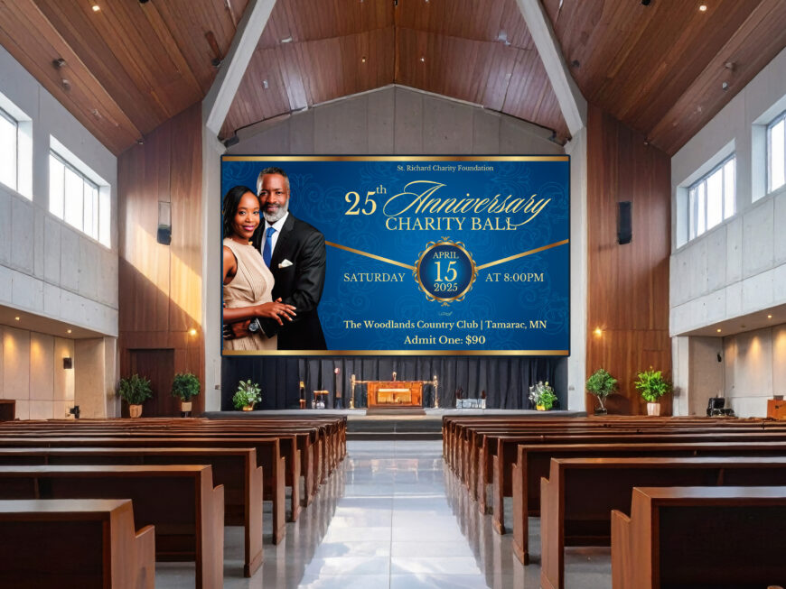 Church Anniversary Slide Template | Blue & Gold