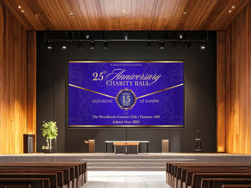 Church Anniversary Slide Template Violet & Gold