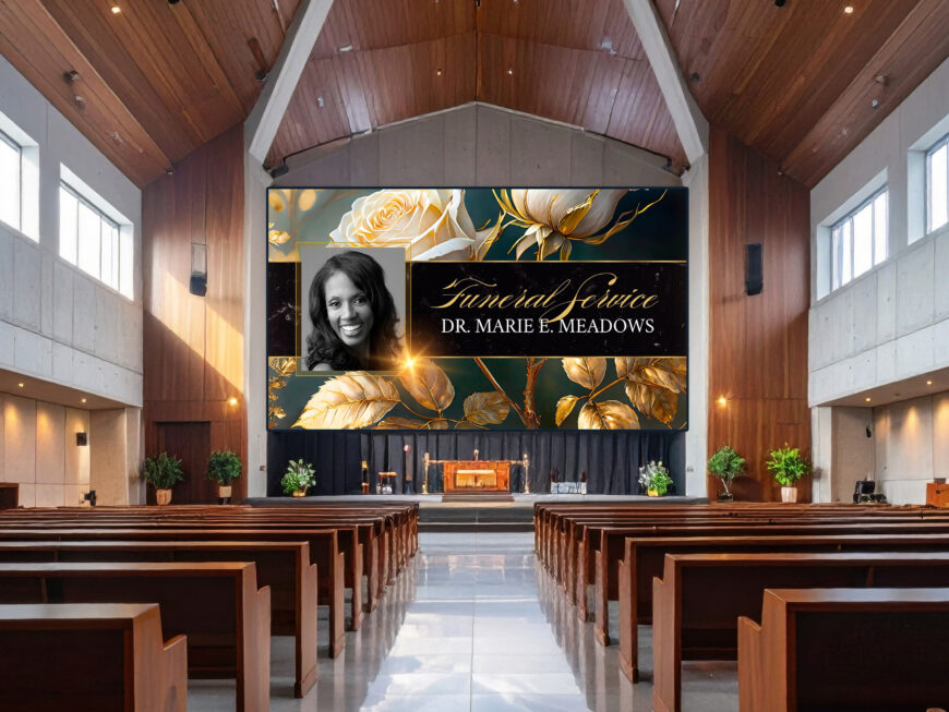 White Rose Funeral Animated Slide | Black & Gold