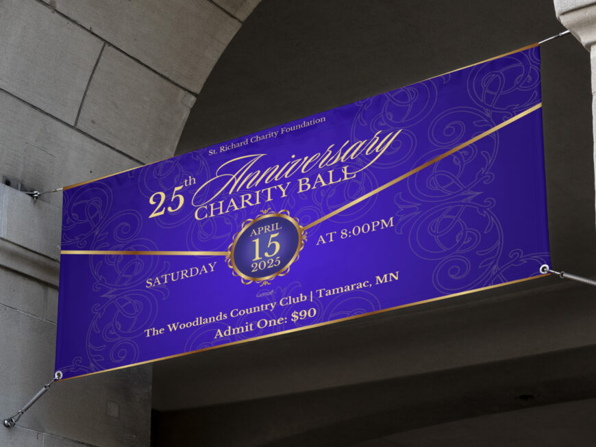 Church Anniversary Banner Template: Violet & Gold Design