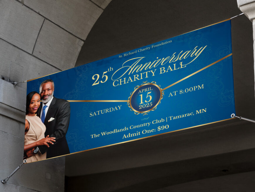 Church Anniversary Banner Template: Blue & Gold Design