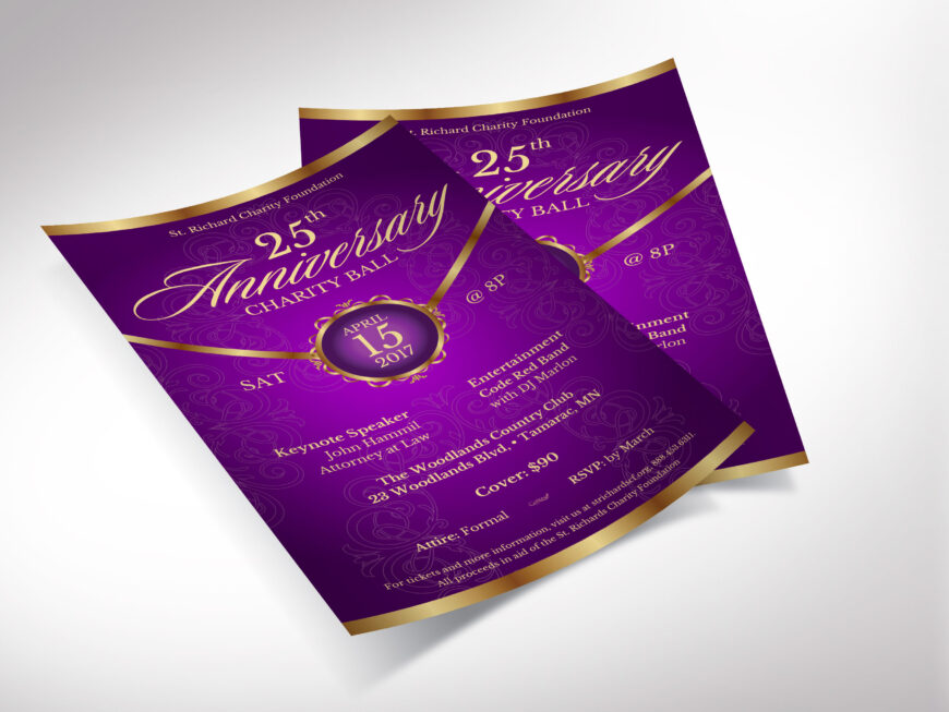 Purple Gold Church Anniversary Flyer
