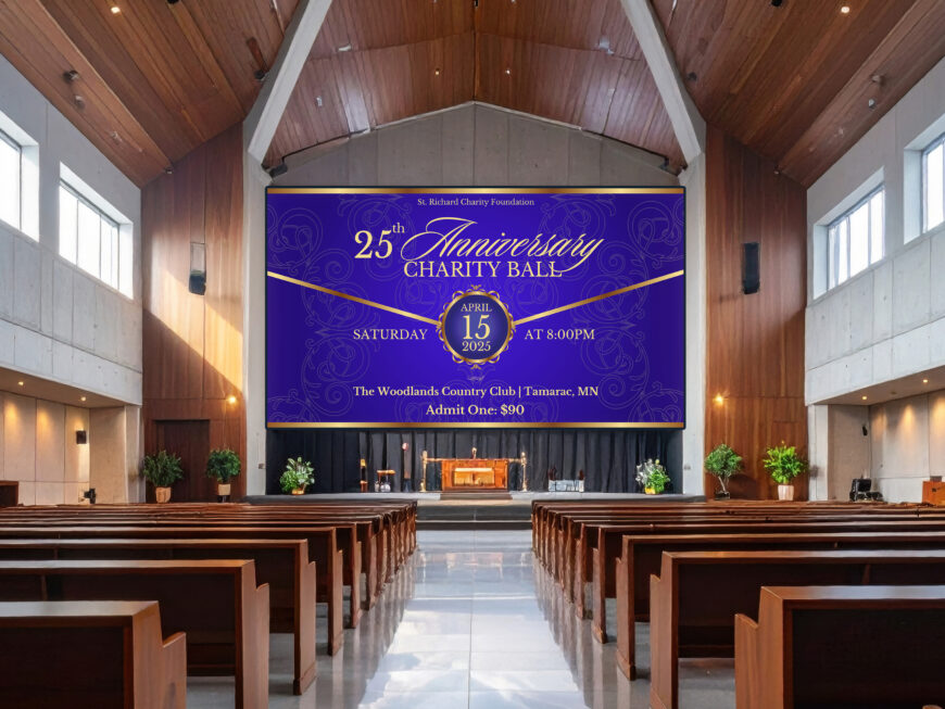 Church Anniversary Slide Template Violet & Gold