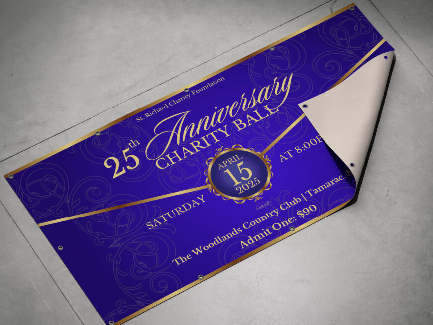 Church Anniversary Banner Template: Violet & Gold Design
