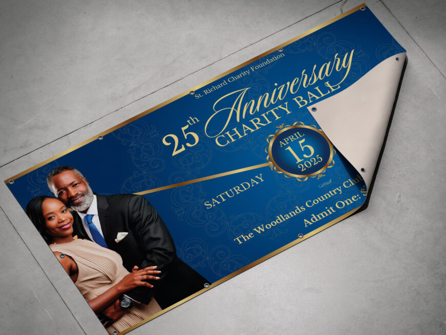 Church Anniversary Banner Template: Blue & Gold Design