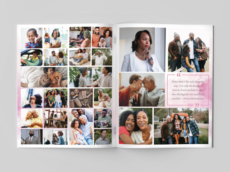 Pink Paint Funeral Program Template