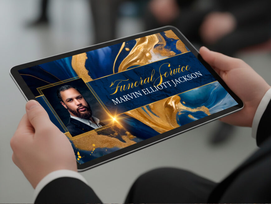 Navy Blue & Gold Funeral Animated Slide Template