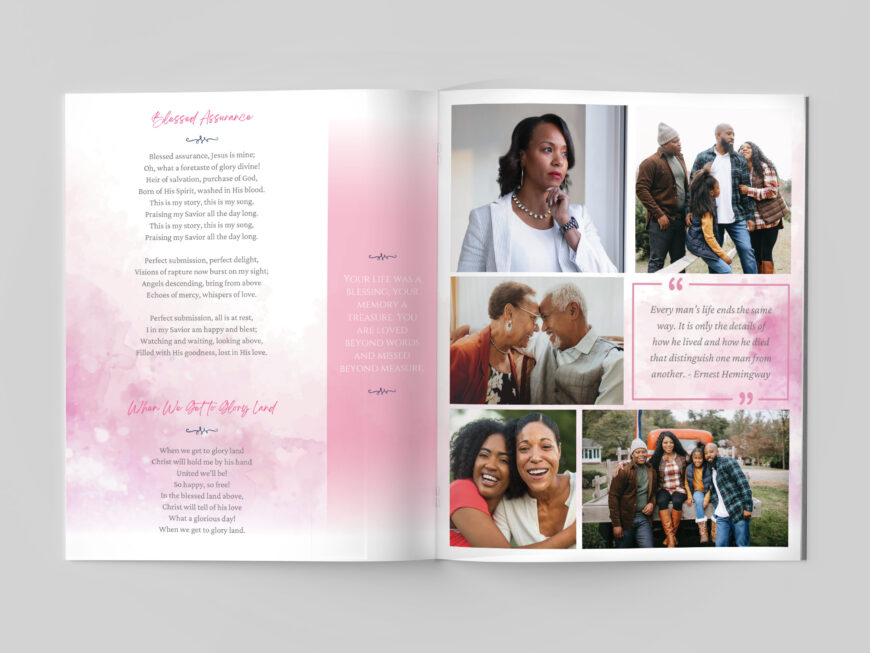 Pink Paint Funeral Program Template