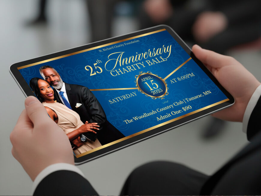 Church Anniversary Slide Template | Blue & Gold