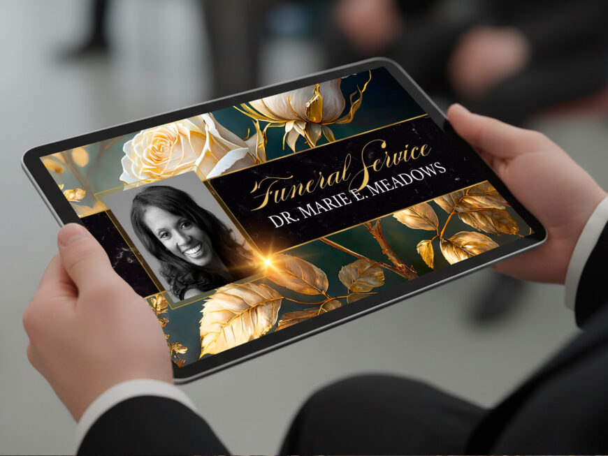 White Rose Funeral Animated Slide | Black & Gold