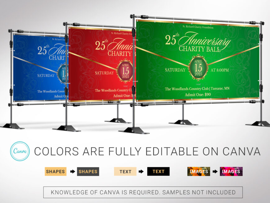 Church Anniversary Banner Template: Violet & Gold Design