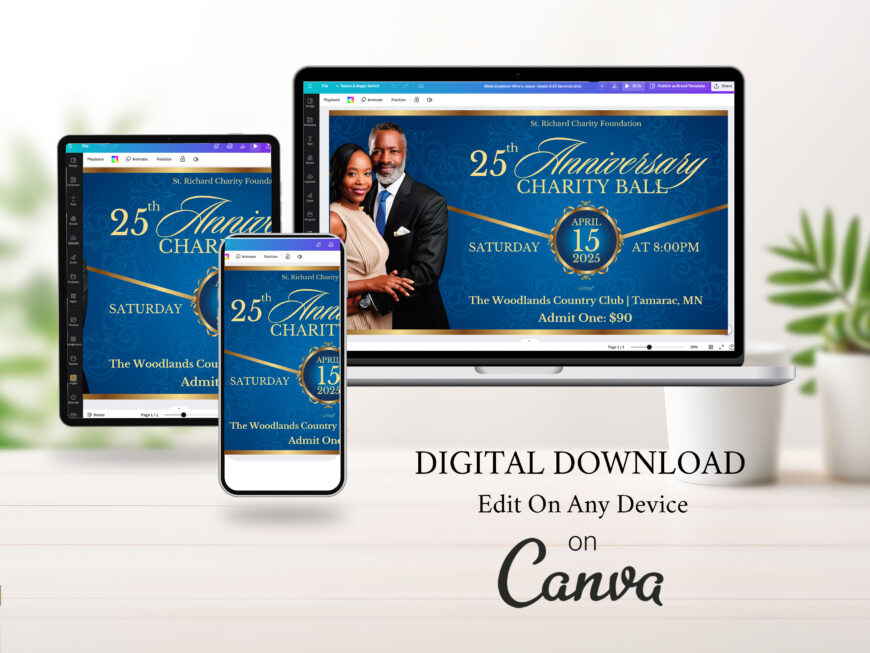 Church Anniversary Slide Template | Blue & Gold