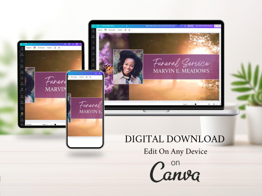 Funeral Service Animated Slide Template: Pastel Purple
