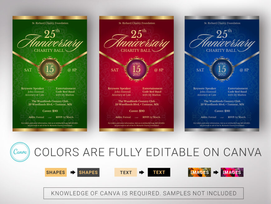 Purple Gold Church Anniversary Flyer