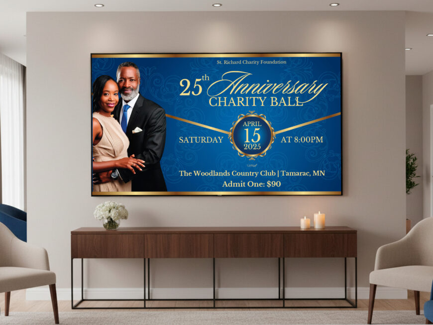 Church Anniversary Slide Template | Blue & Gold