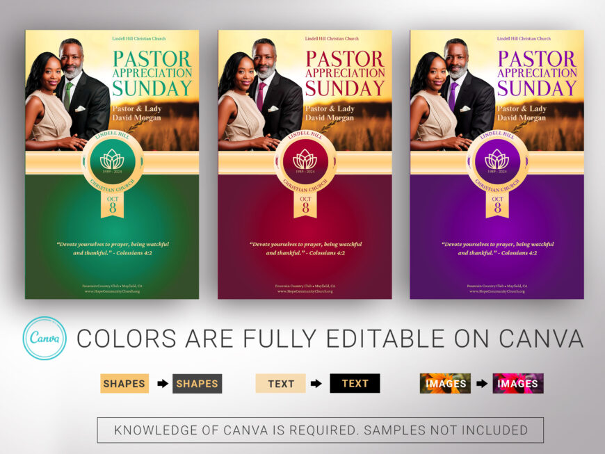 Blue & Gold Pastor Anniversary Program Template