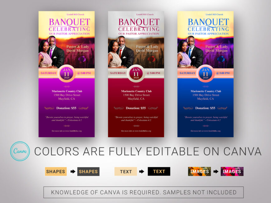 Pastor Anniversary Banquet Ticket Template