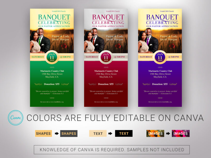 Pastor Anniversary Banquet Ticket Template