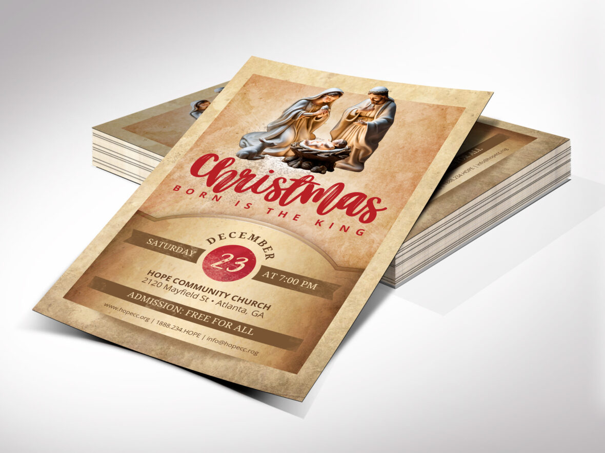 Christmas Nativity Flyer Template, Church Cantata Invitation (Canva, Digital Download)