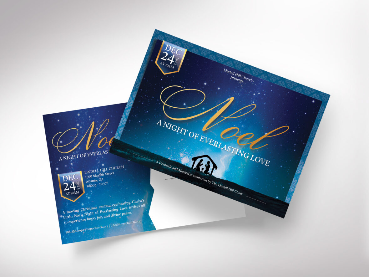 Noel Christmas Cantata Postcard Template, Nativity Church Flyer, Canva Digital Download