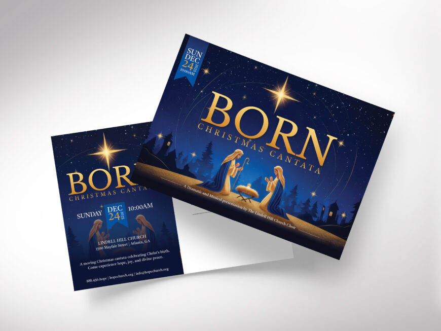 Born Christmas Cantata Postcard Template, Nativity Church Flyer, Canva Digital Download