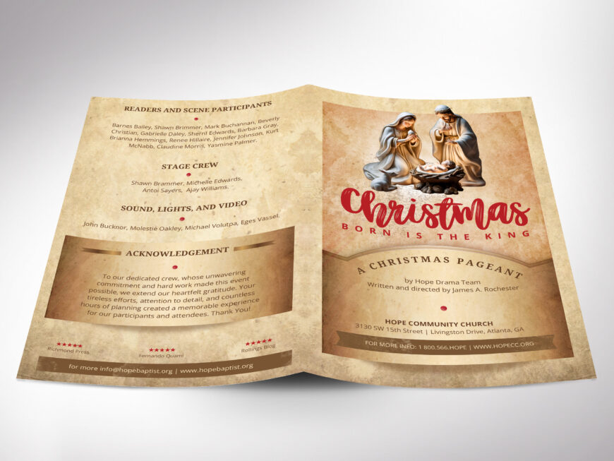 Christmas Cantata Program Template, Nativity Church Bulletin (Canva, 5.5x8.5" Digital Download)