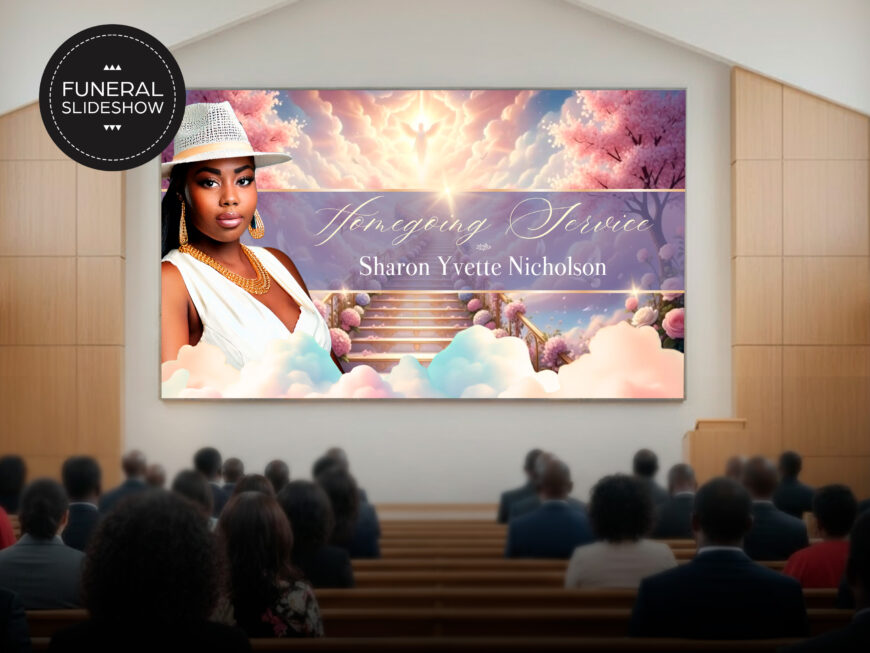 Heaven Stairway Funeral Slideshow Template Canva Memorial Video 31 Slide Celebration of Life MP4