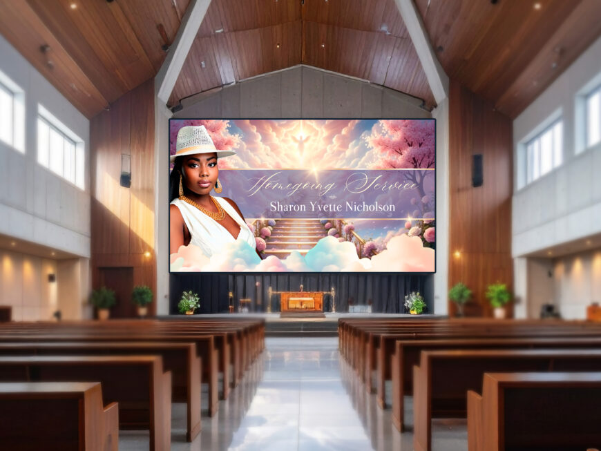 Heaven Stairway Funeral Slideshow Template Canva