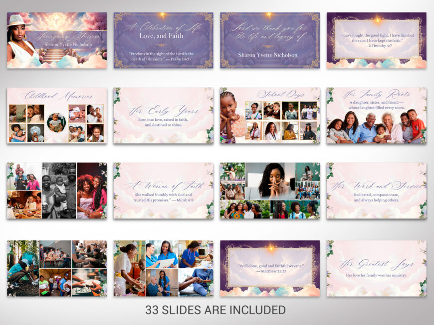 Heaven Stairway Funeral Slideshow Template Canva