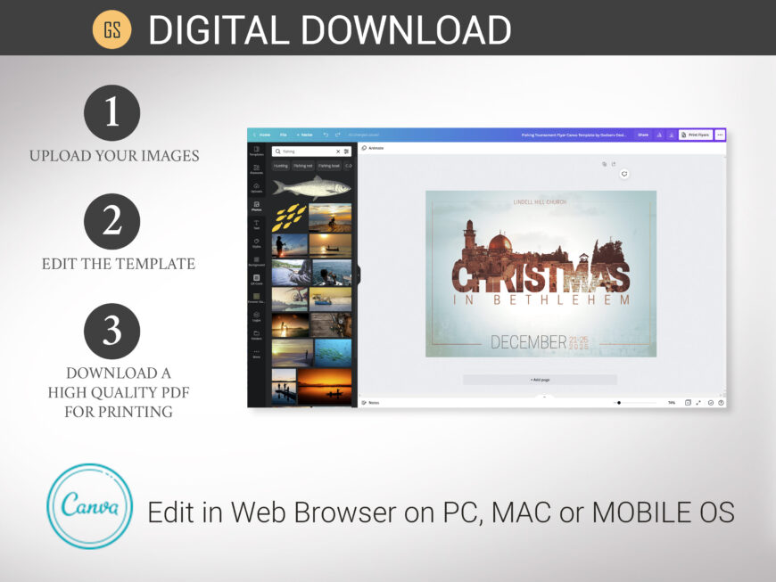 Bethlehem Christmas Postcard Canva Template