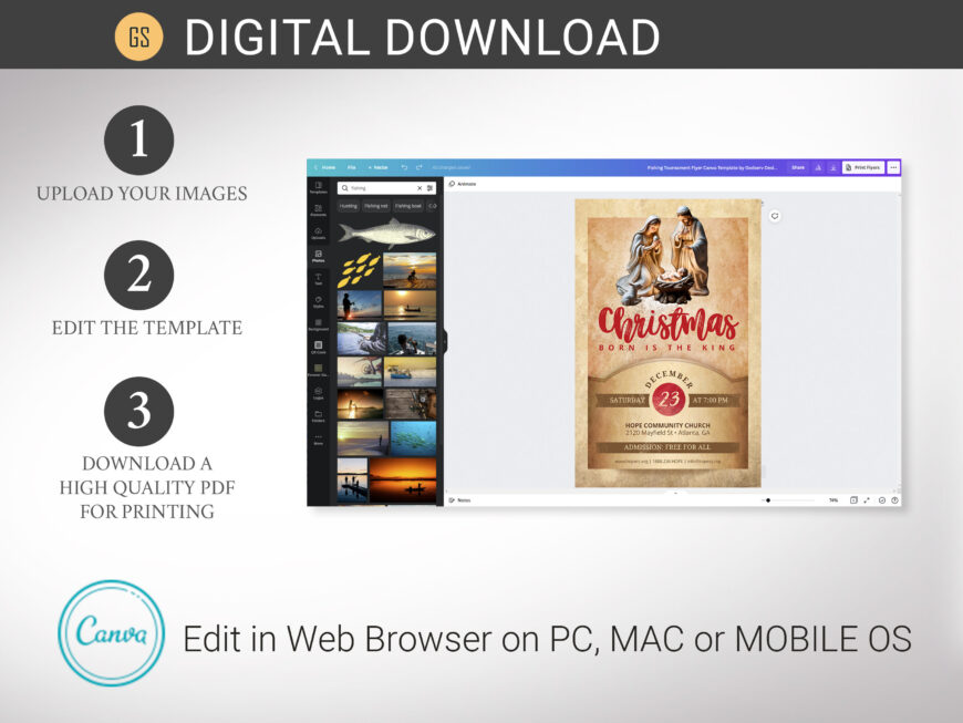 Christmas Cantata Flyer Template for Canva