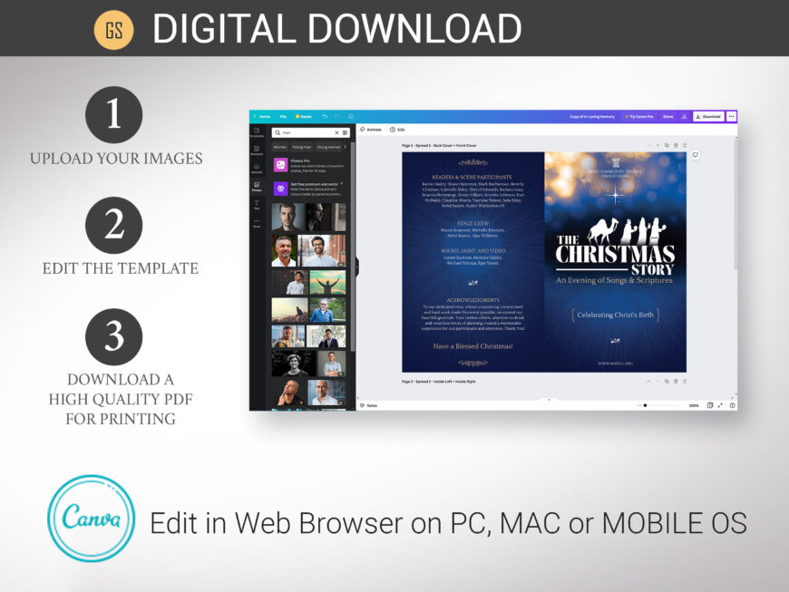 Christmas Story Program Template for Canva