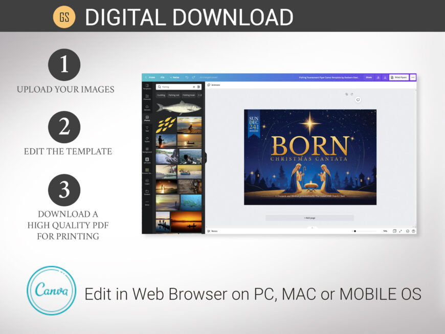 Born Christmas Cantata Postcard Template